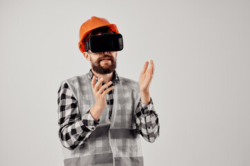 engineer in an orange helmet technology Professional studio industry