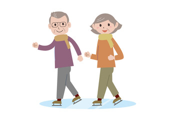 スケート　高齢者　カップル
