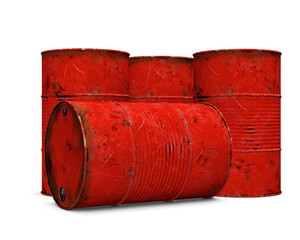 red metal barrels isolated on white  background