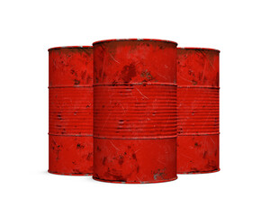 red metal barrels isolated on white background
