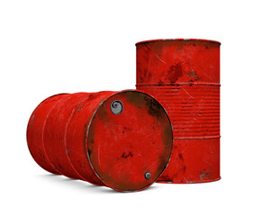 red metal barrels isolated on white  background