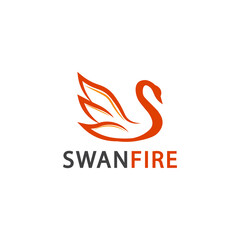 Obraz premium Swan Fire Logo Design Animal Modren