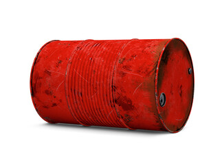 red metal barrel isolated on white background