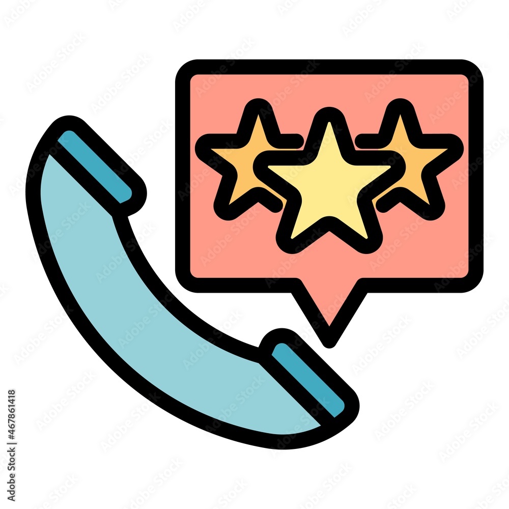 Poster call product review icon. outline call product review vector icon color flat isolated