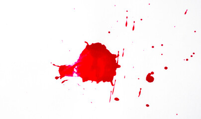 Blood splatters. Red blots of watercolor Realistic bloody splatters for Halloween Drop of blood concept.