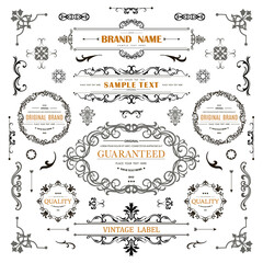 Set of Vintage Decorations Flourishes Elements. 