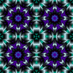 Endless seamless repeating abstract background with floral ornament in purple shades on a dark basis.