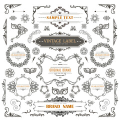 Set of Vintage Decorations Flourishes Elements. 