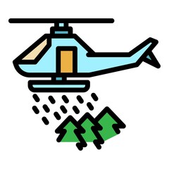 Rescue forest helicopter icon. Outline rescue forest helicopter vector icon thin line color flat on white