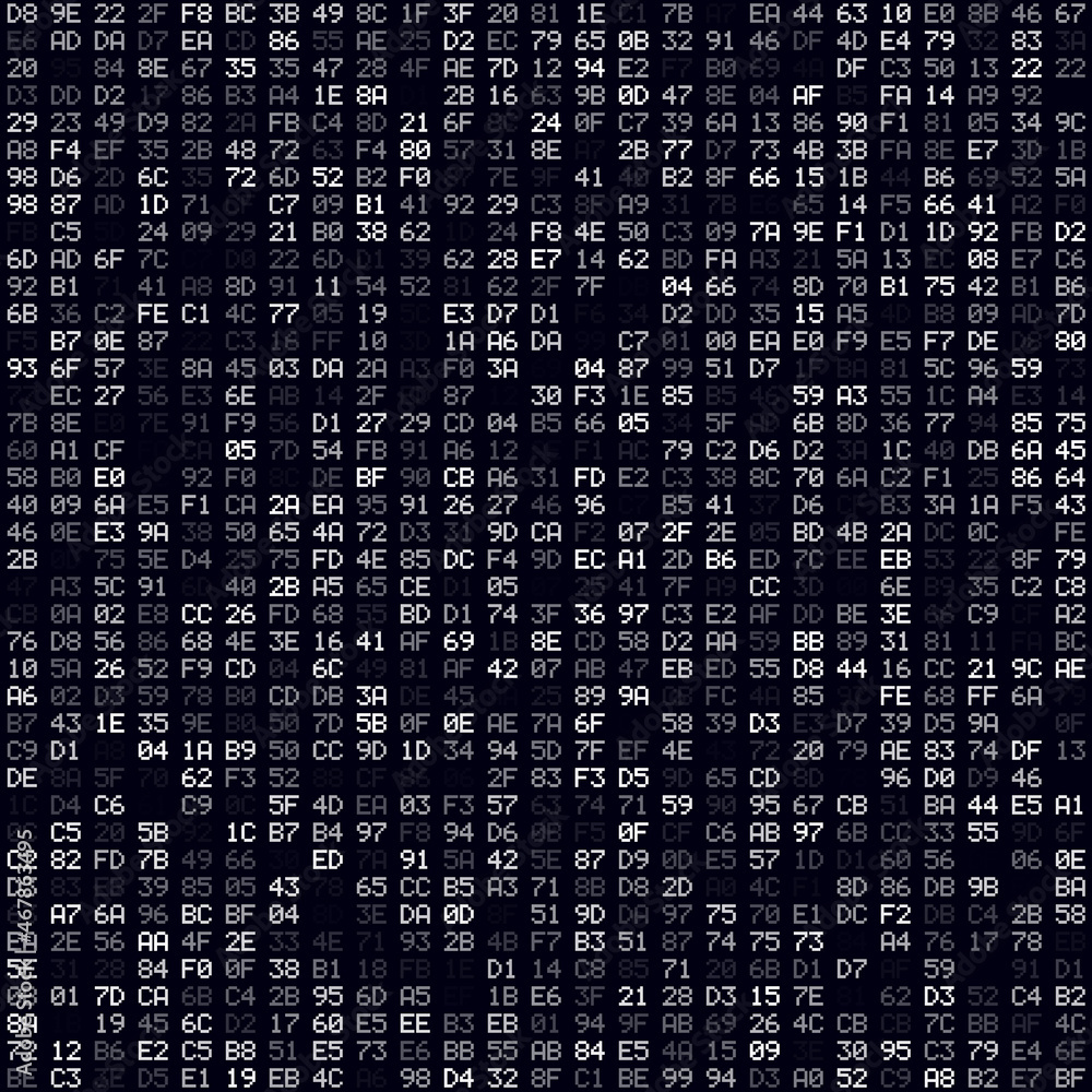 Aufkleber white filled hexadecimal pairs background. medium sized seamless pattern. superb vector illustration
