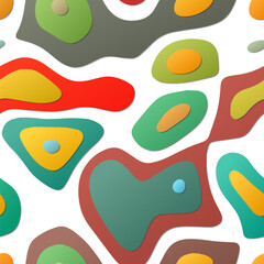 Colorful abstract layers. Papercut style background. Vibrant 3d topography shapes. Beautiful banner, poster, brochure, template, flyer design. Captivating vector illustration.