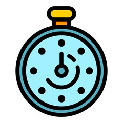 Stopwatch icon. Outline stopwatch vector icon color flat isolated