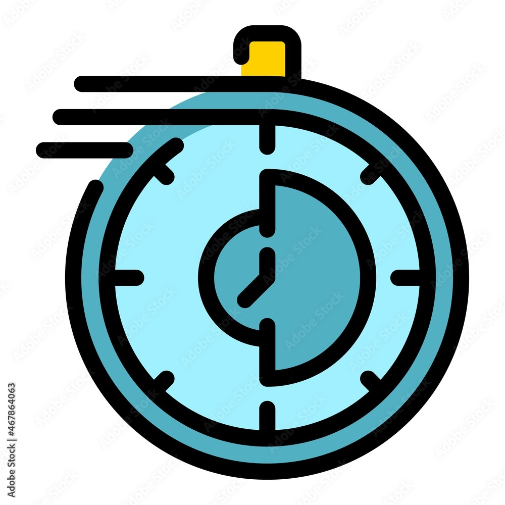 Poster stopwatch running icon. outline stopwatch running vector icon color flat isolated