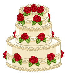 Wedding Tiered Cake Cartoon Food Illustration