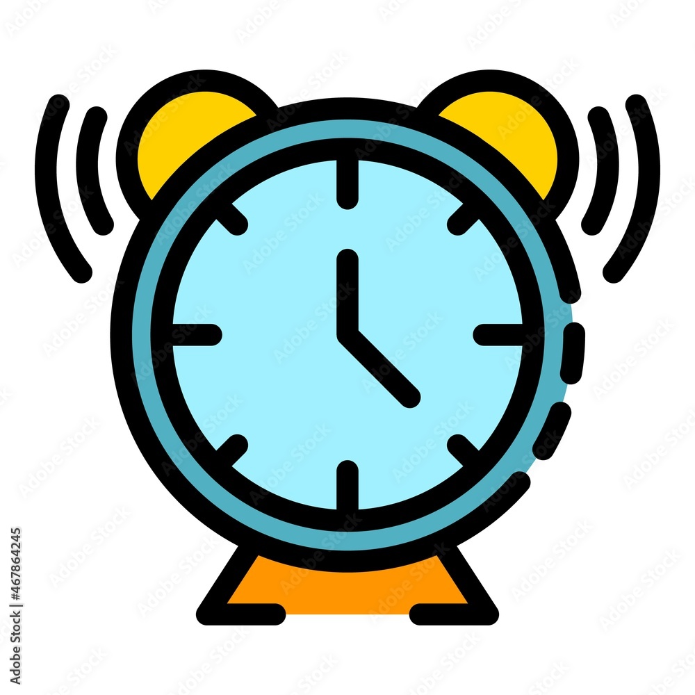 Poster ringing alarm clock icon. outline ringing alarm clock vector icon color flat isolated