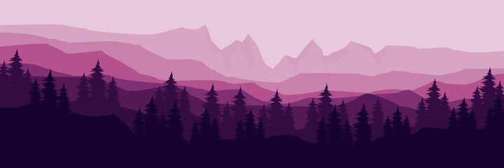 purple color scene mountain landscape vector illustration for pattern background, wallpaper, background template, and backdrop design	