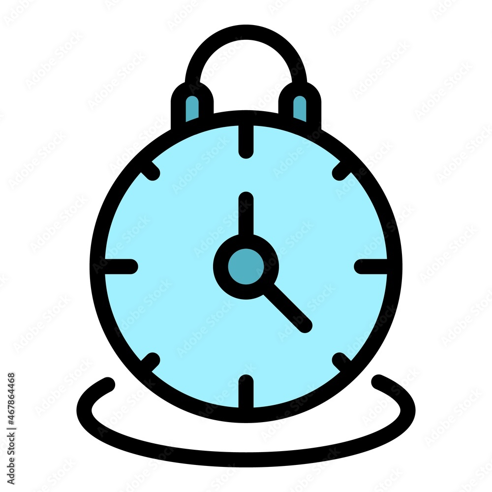 Poster work alarm clock icon. outline work alarm clock vector icon color flat isolated