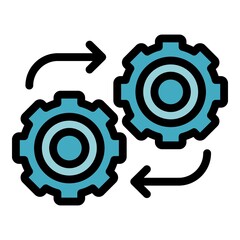Adaptation gear wheel icon. Outline adaptation gear wheel vector icon color flat isolated