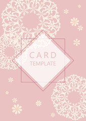 ピンクのグリーティングカード　CARD TEMPLATE Pink lace　テンプレート