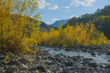 italia river in the autumn mountains