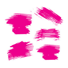 Fuchsia Set Of Hand Drawn Brush Banner. Pink Watercolor Background. Flush Dirty Brushes. Acrylic Paint. Distress Wallpaper. Hard Grunge. Brush Painting. Watercolor Painting.