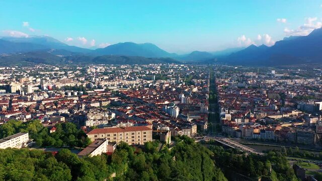 Grenoble aerial view by drone