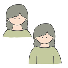 ロングヘアの女の子のバストアップアイコンイラスト