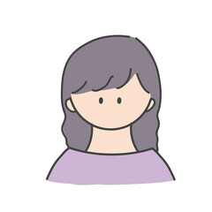 ロングヘアの女の子のバストアップアイコンイラスト