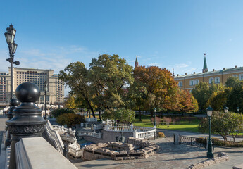 View of the autumn Alexander Garden on a sunny autumn day