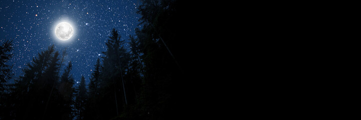 The moon shines over the manger of christmas of Jesus Christ.