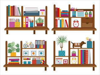 Home Office Book Shelves with Decor in Flat