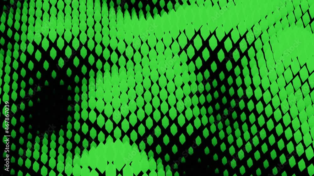 Poster volumetric moving waves from points. design. wavy pulsations of moving dots on black background. vir