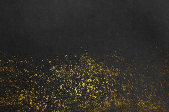 Japanese Image Background With Gold Splash Pattern On Matte Black Paper