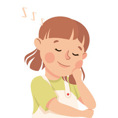 Little Girl Demonstrating Facial Expression and Emotion Snoring Vector Illustration