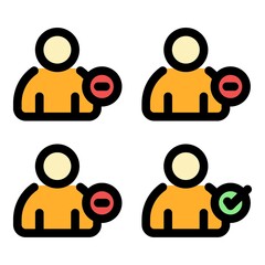 Worker request icon. Outline worker request vector icon color flat isolated