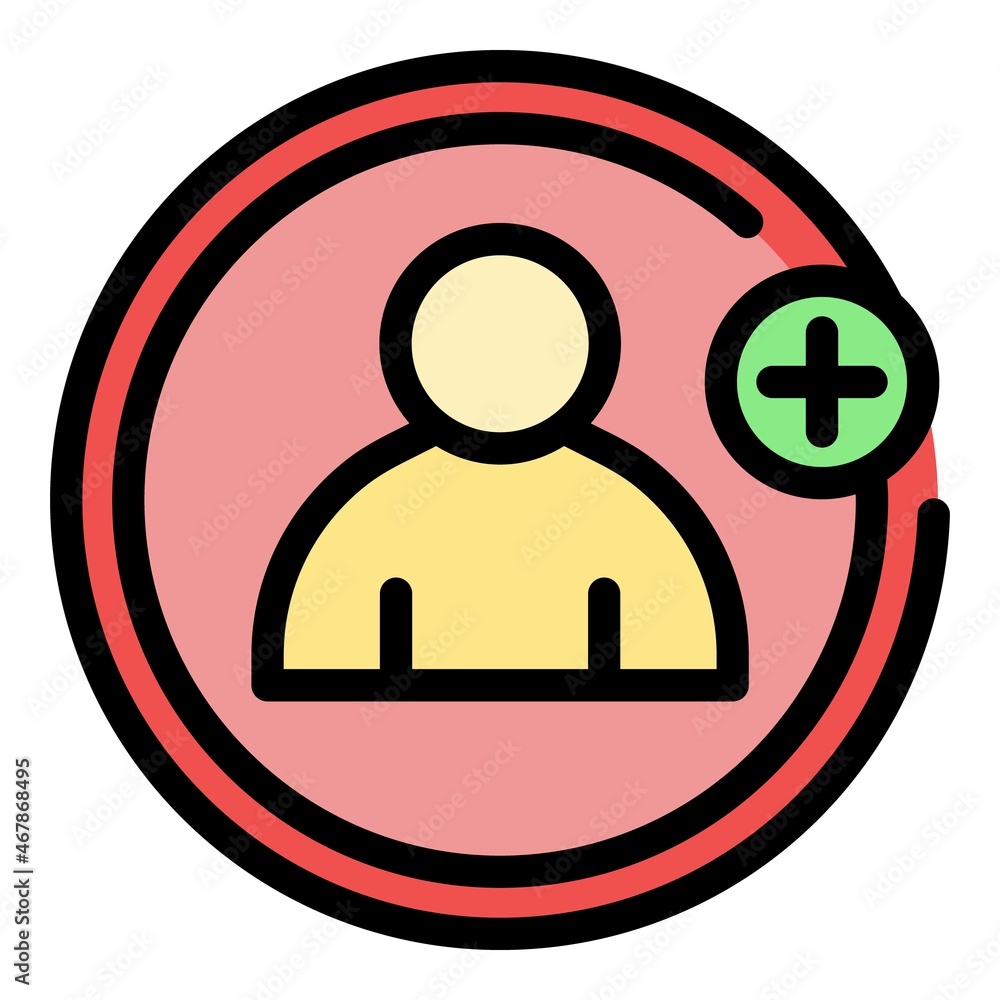 Poster add friend request icon. outline add friend request vector icon color flat isolated
