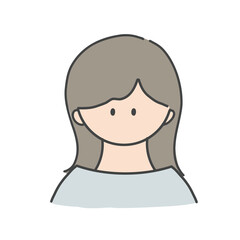 ロングヘアの女の子のバストアップアイコンイラスト