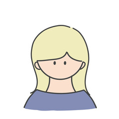 ロングヘアの女の子のバストアップアイコンイラスト