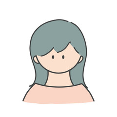 ロングヘアの女の子のバストアップアイコンイラスト