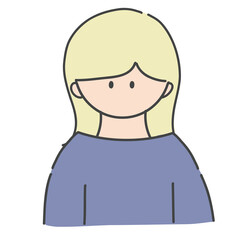 ロングヘアの女の子のバストアップアイコンイラスト