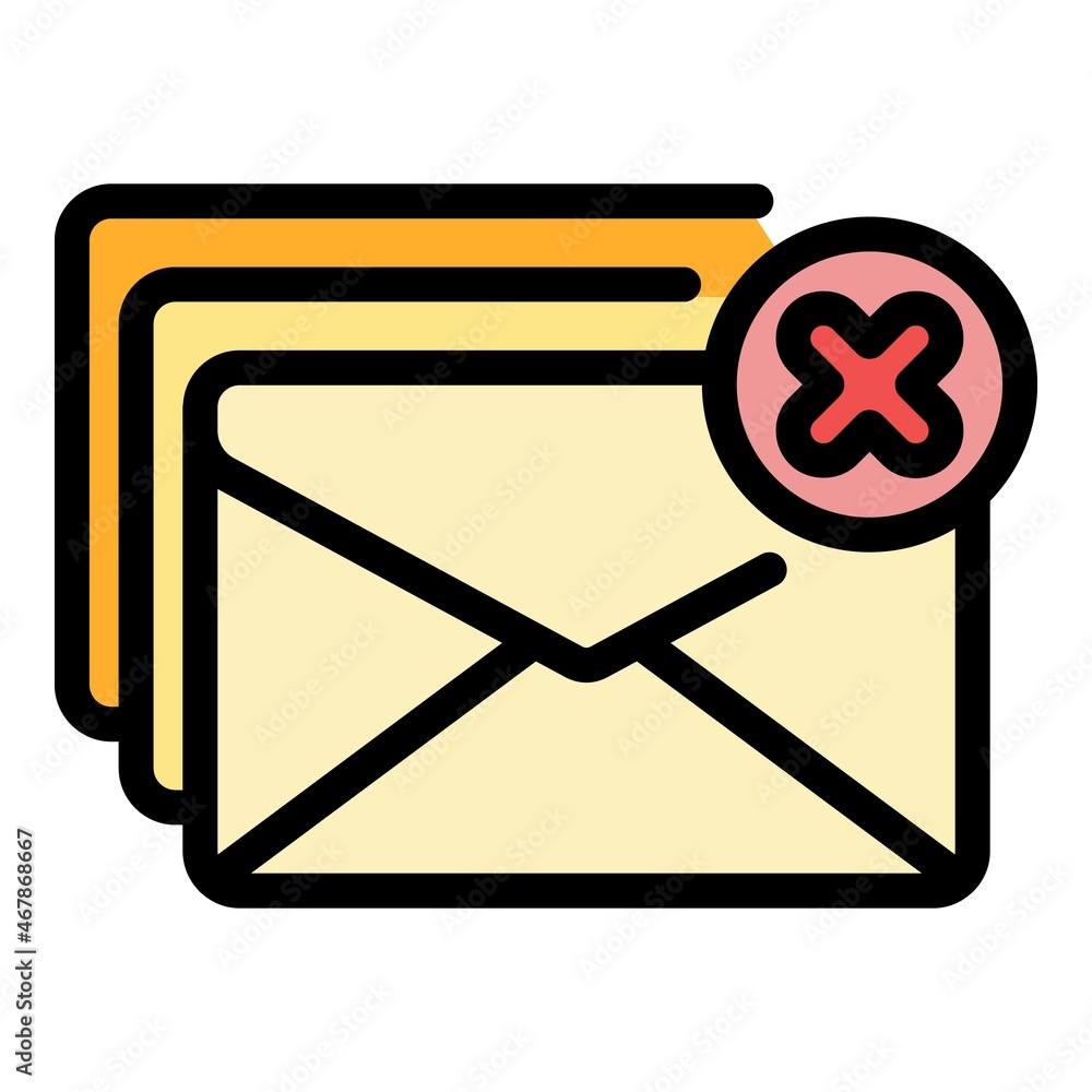 Poster inbox mail reject icon. outline inbox mail reject vector icon color flat isolated