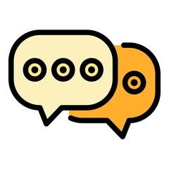 Online chat icon. Outline online chat vector icon color flat isolated