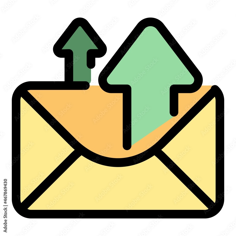 Poster envelope sending icon. outline envelope sending vector icon color flat isolated