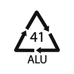 Aluminium recycling symbol ALU 41. Vector Illustration