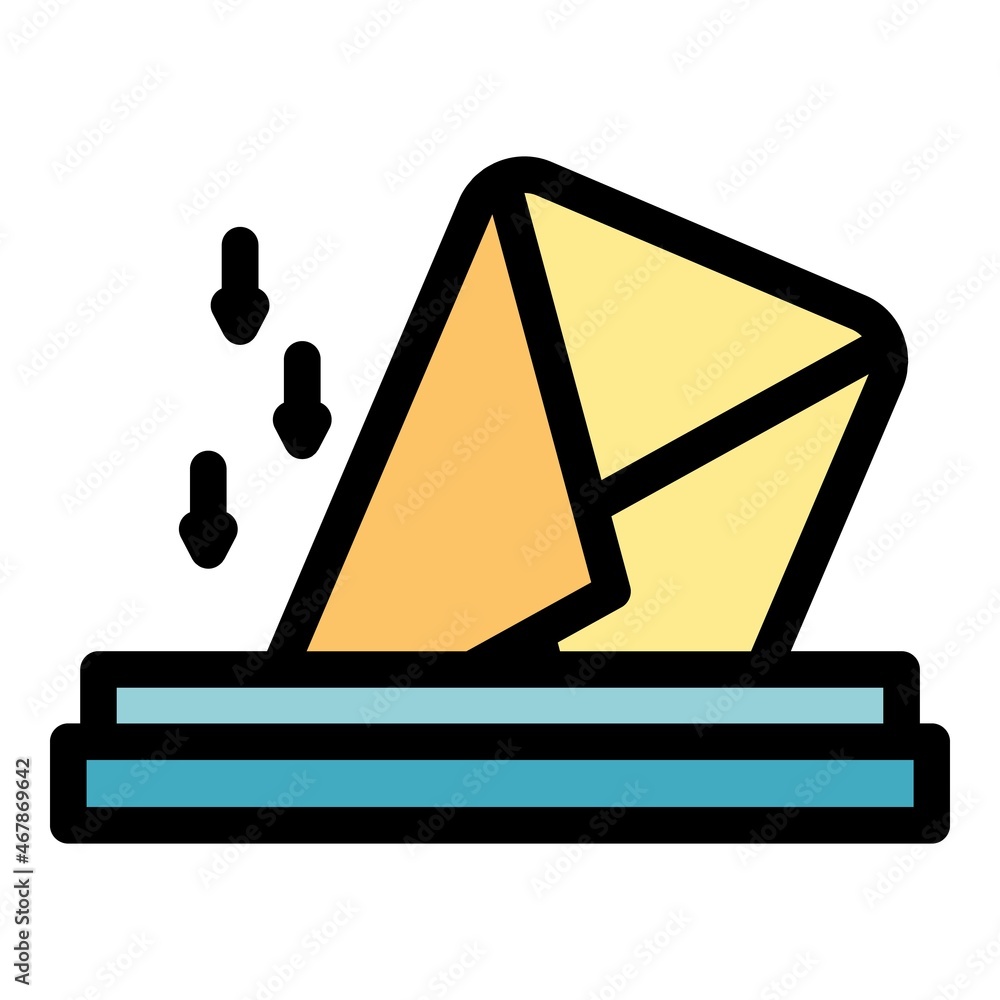 Poster inbox envelope icon. outline inbox envelope vector icon color flat isolated