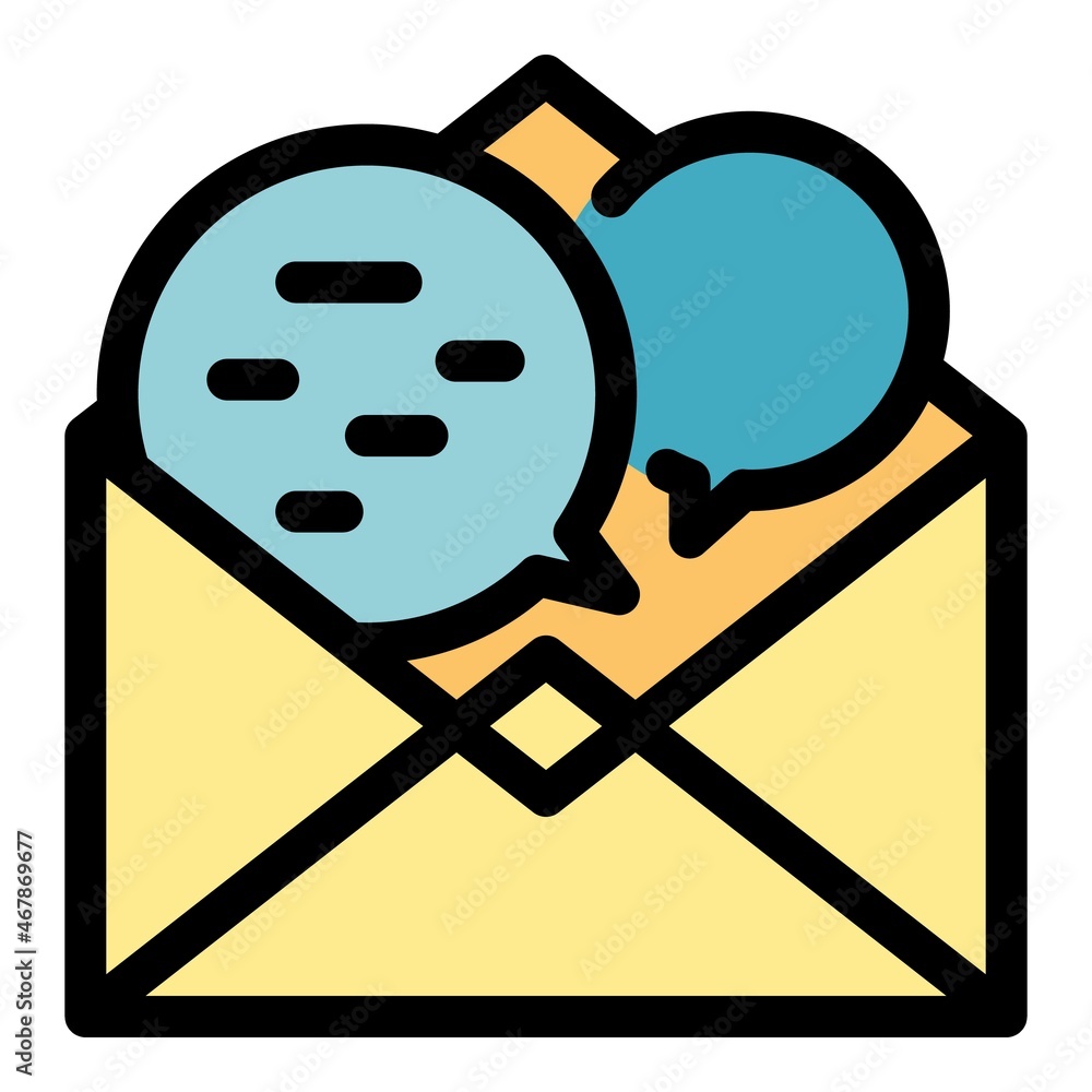 Poster conversation envelope icon. outline conversation envelope vector icon color flat isolated