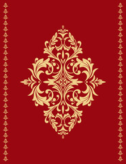 Damask graphic ornament. Floral design element. Gold vector pattern