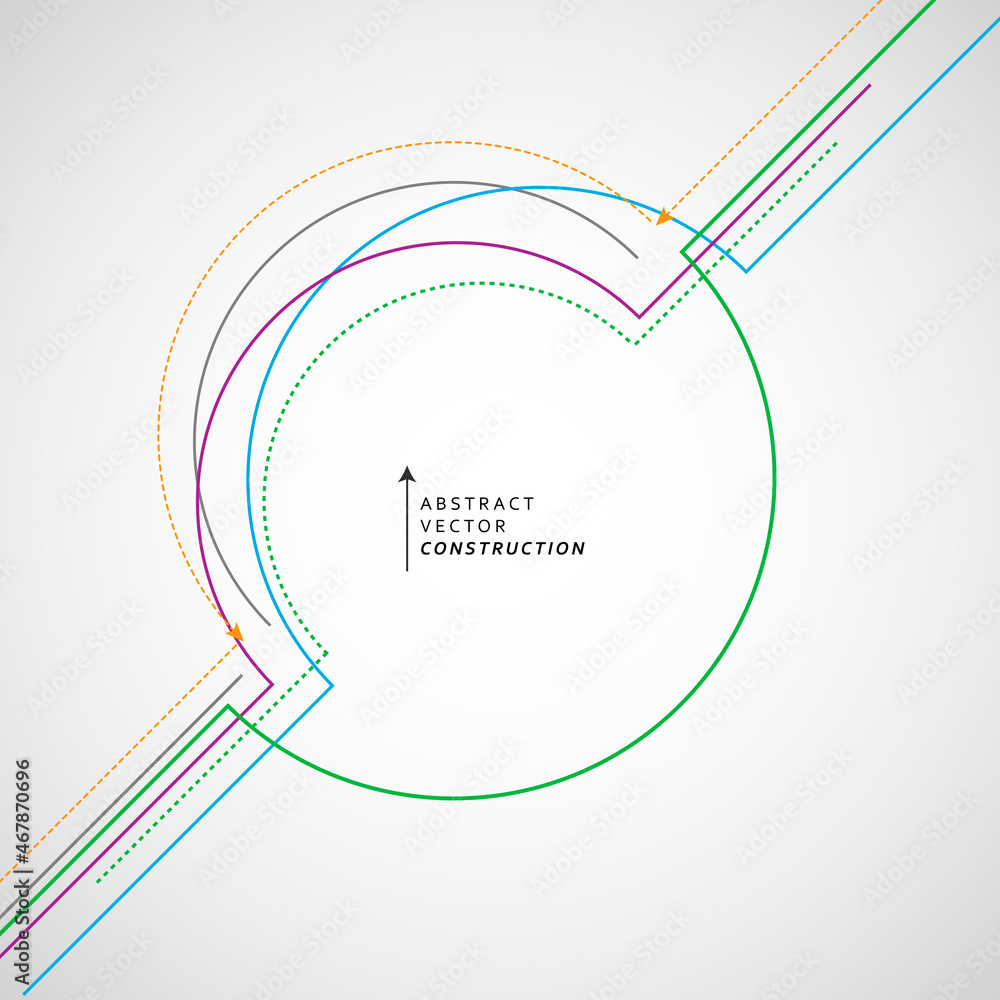 Fototapete Technology texture template. Vector dynamic design, Illustration with lines and circles. Trendy connect abstract lines, great design for any purposes. Simple vector digital background