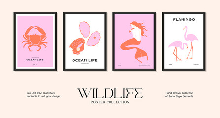 Wildlife minimalistic print poster collection