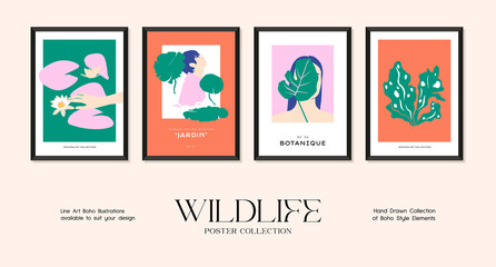 Fototapeta na wymiar Wildlife minimalistic print poster collection